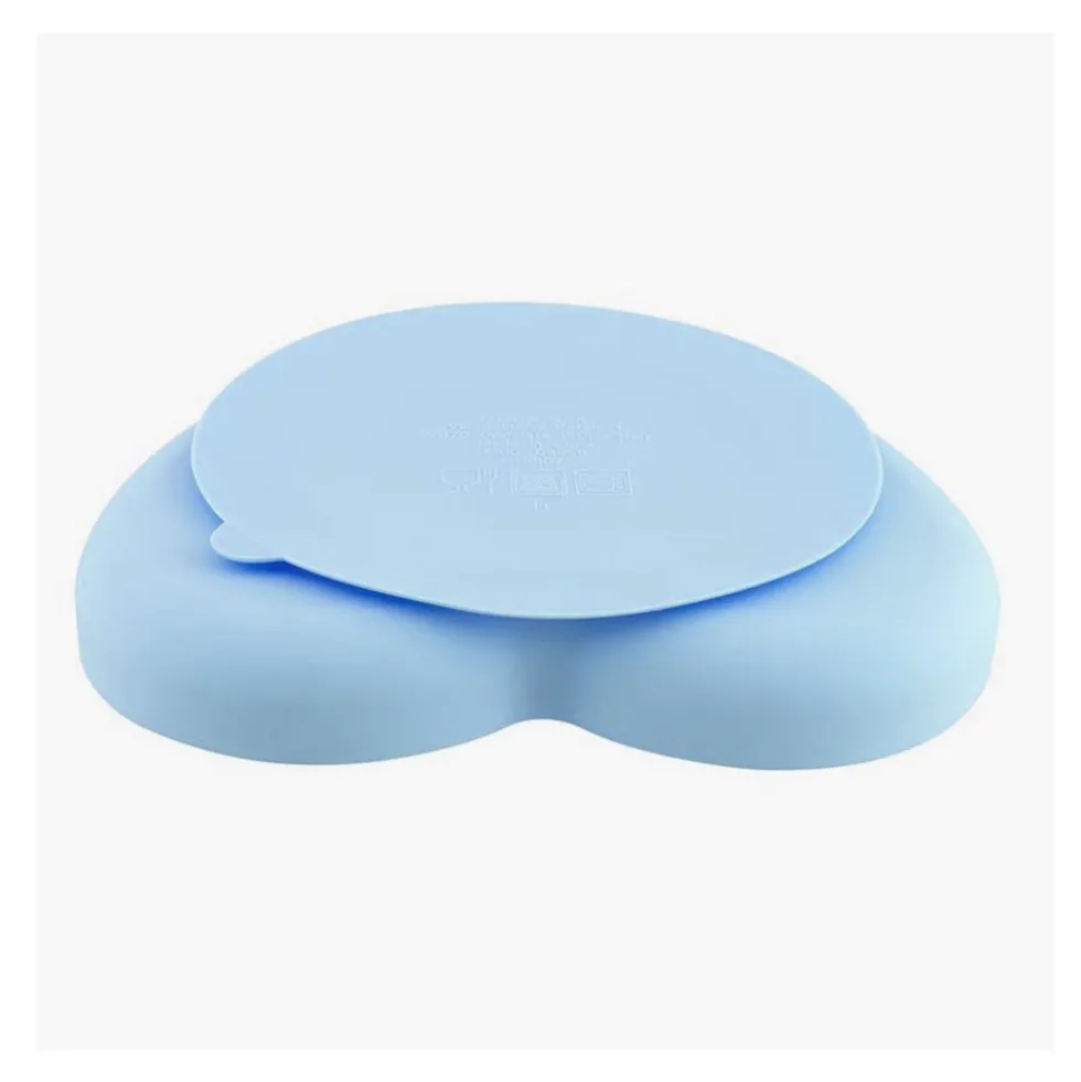 Chicco Piatto cuore in silicone con ventosa - Piatto azzurro per l'alimentazione autonoma, 1 pezzo