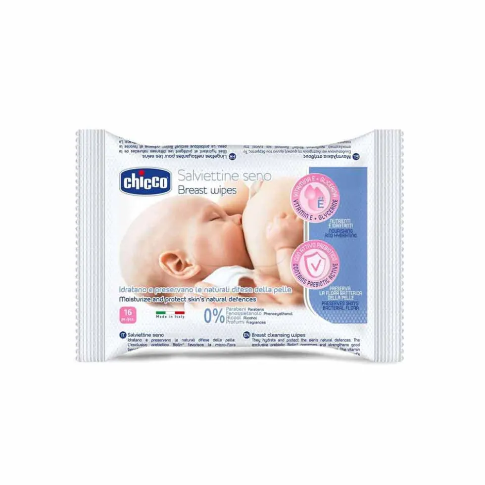 Chicco Salviette Seno per la Detersione Prima e Dopo L'Allattamento, 16 Pezzi