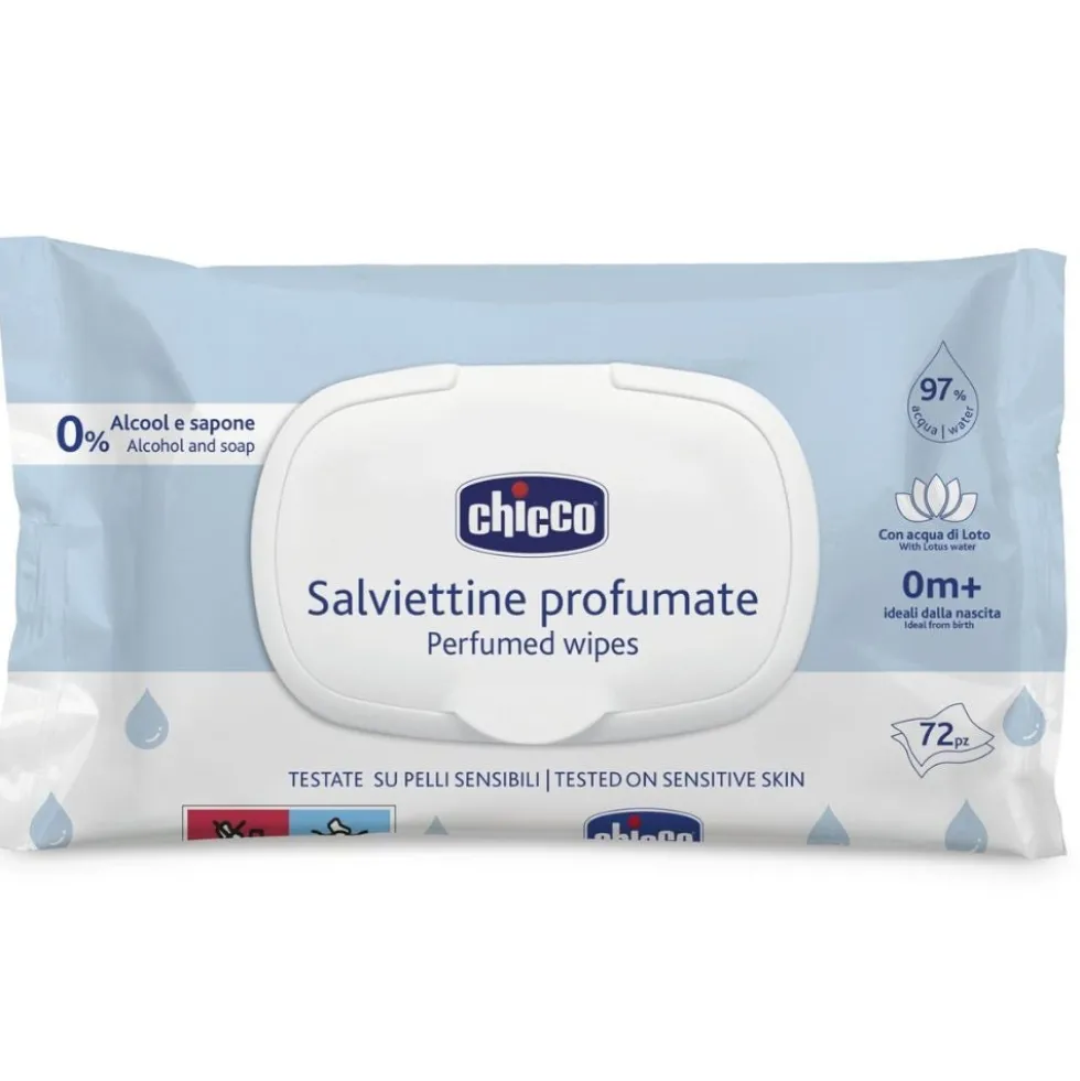 Chicco Salviettine Detergenti Profumate - Salviette per la detersione dei bambini, 72 pezzi