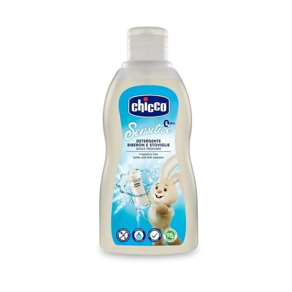 Chicco Sensitive - Detergente igienizzante per biberon e stoviglie, flacone da 300 ml