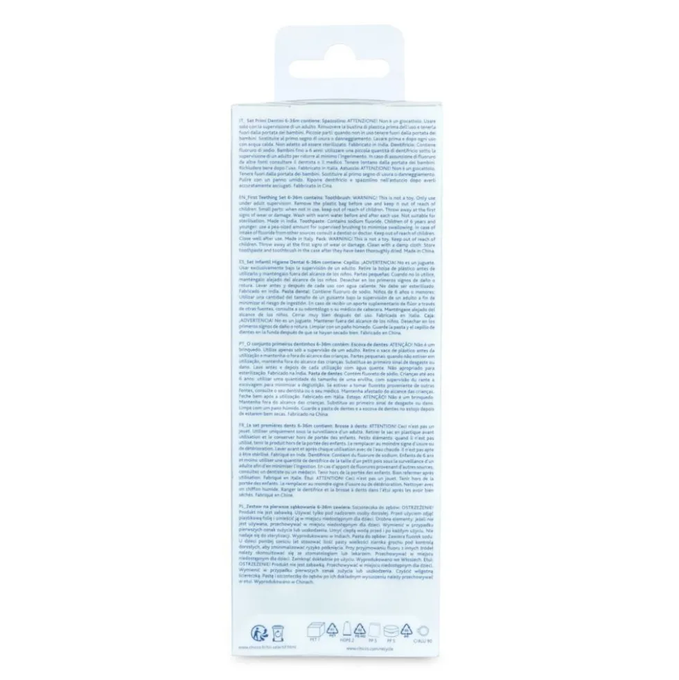 Chicco Set Dentale 6M+ Dentifricio Mela Banana 50ml + Spazzolino Colore Azzurro