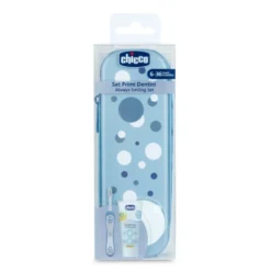 Chicco Set Dentale 6M+ Dentifricio Mela Banana 50ml + Spazzolino Colore Azzurro