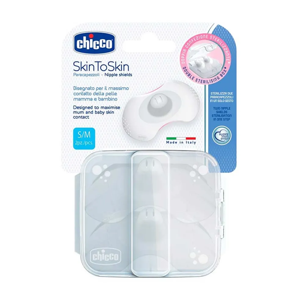 Chicco SkinToSkin - Paracapezzoli in silicone per l'allattamento al seno, 2 pezzi taglia S/M
