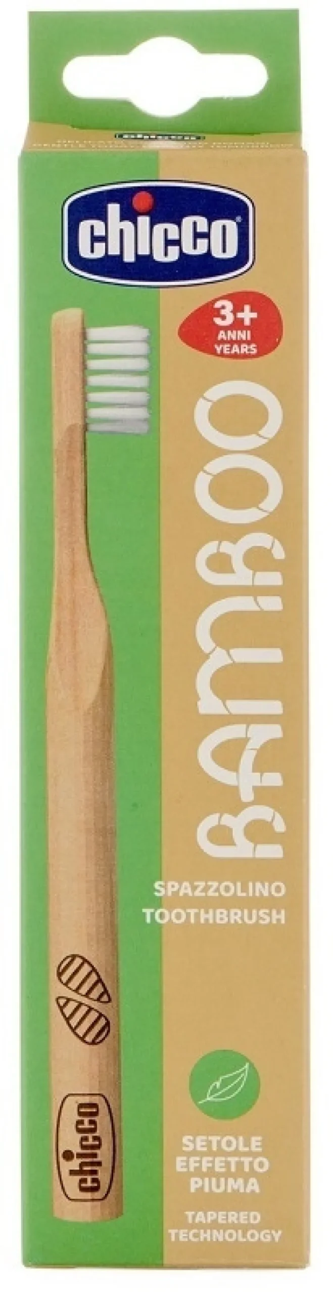 Chicco Spazzolino Bamboo 3 Anni+ - Spazzolino in bambù per denti e gengive sensibili, 1 pezzo