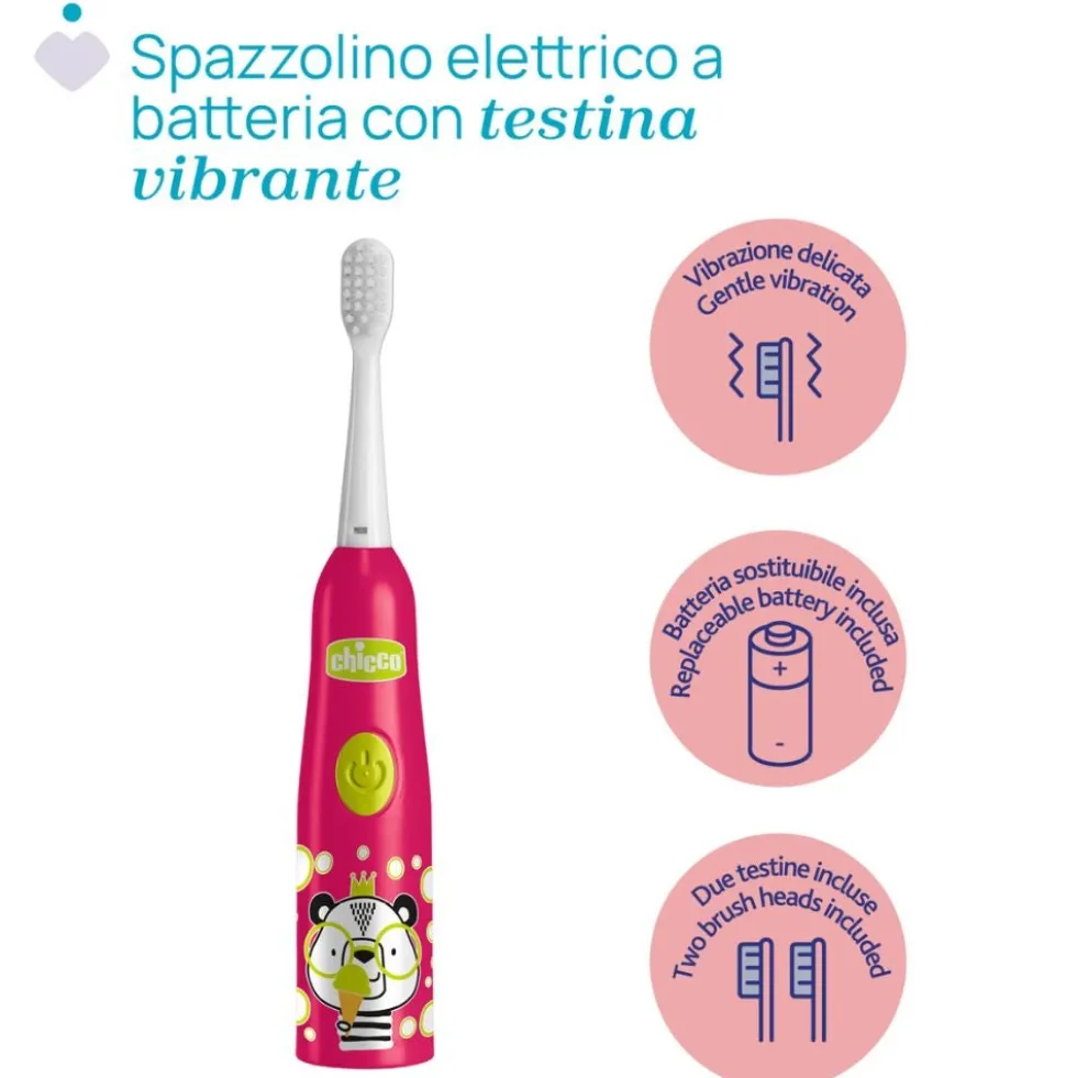 Chicco Spazzolino Elettrico 3+ Colore Rosa Panda, 1 Pezzo
