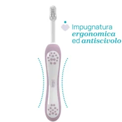 Chicco Spazzolino Primi Denti 6-36 mesi - Spazzolino manuale per l'igiene orale, 1 pezzo rosa