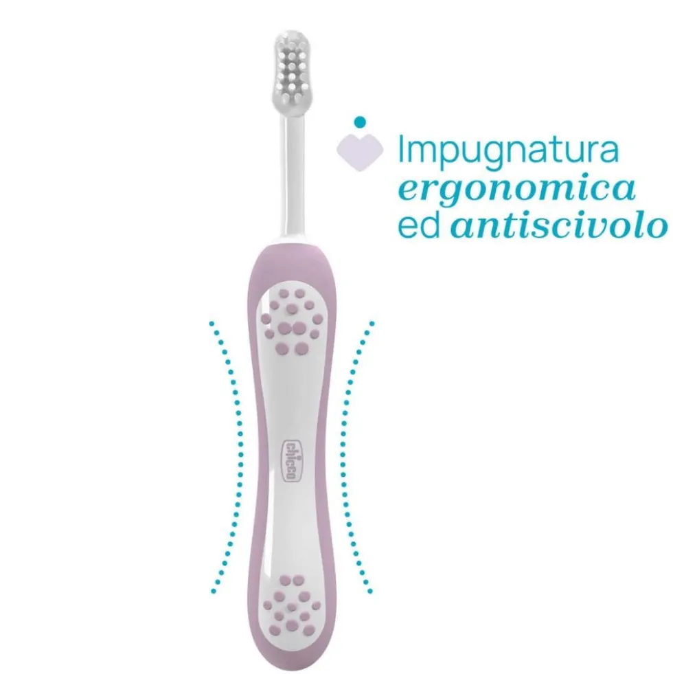 Chicco Spazzolino Primi Denti 6-36 mesi - Spazzolino manuale per l'igiene orale, 1 pezzo rosa