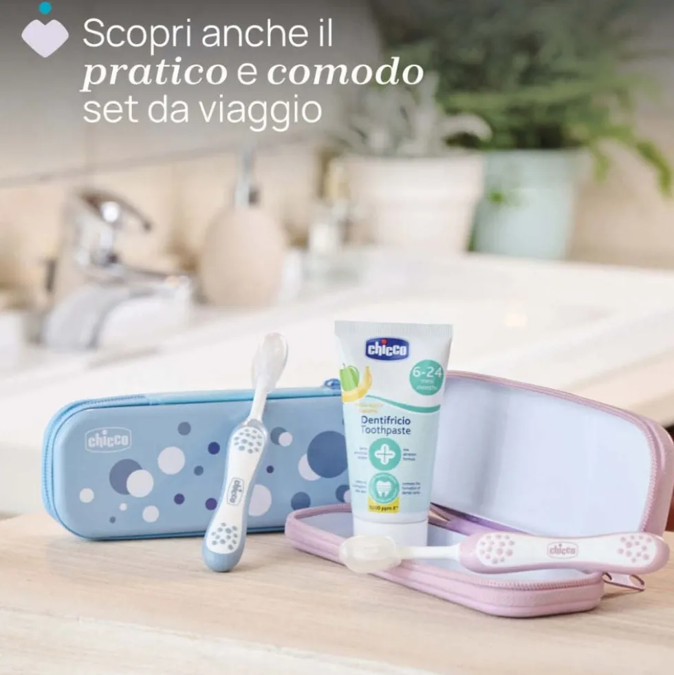 Chicco Spazzolino Primi Denti 6-36 mesi - Spazzolino manuale per l'igiene orale, 1 pezzo rosa