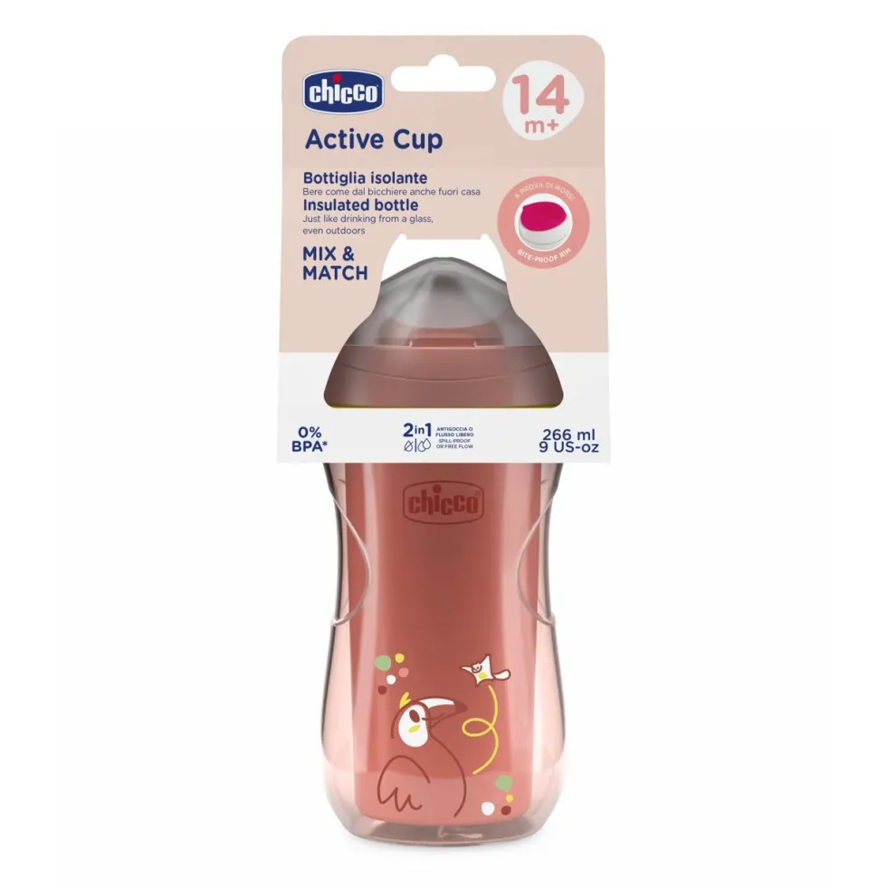 Chicco Tazza Active 14M+ Capacità 266ml Colore Rosa, 1 Pezzo
