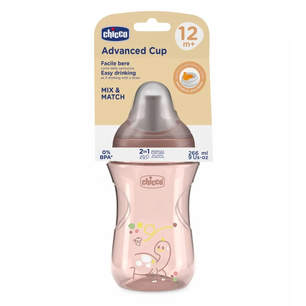 Chicco Tazza Advanced 12M+ Capacità 266ml Colore Rosa, 1 Pezzo