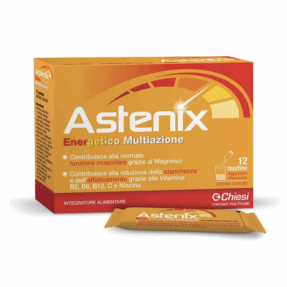 Chiesi Astenix - Integratore energetico contro la stanchezza e l'affaticamento, 12 bustine