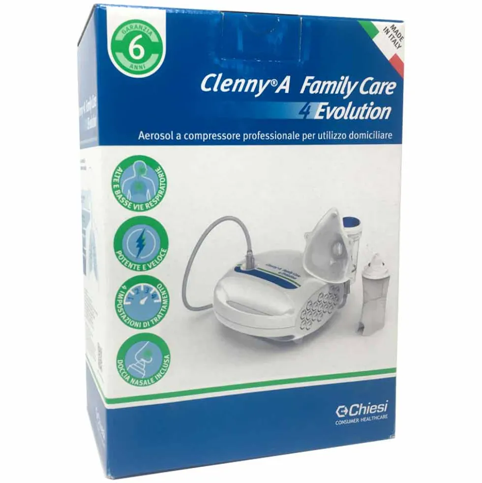 Chiesi Clenny A Family Care 4 Evolution - Aerosol a compressore per le vie respiratorie, 1 pezzo