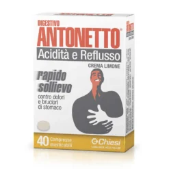 Chiesi Digestivo Antonetto - Compresse masticabili per l'acidità e il reflusso, 40 compresse