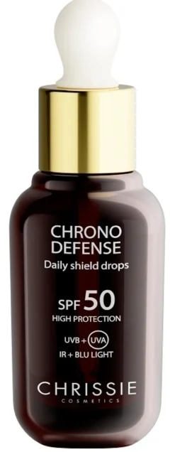 Chrissie Cosmetics Daily Shield Drops Chrono Defense SPF50 Alta Protezione, 30ml