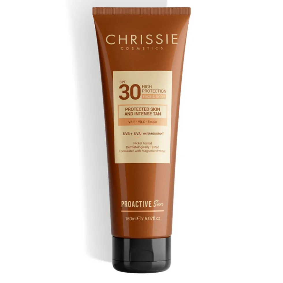 Chrissie Proactive Sun SPF30 - Crema solare viso e corpo contro il fotoinvecchiamento, 150 ml