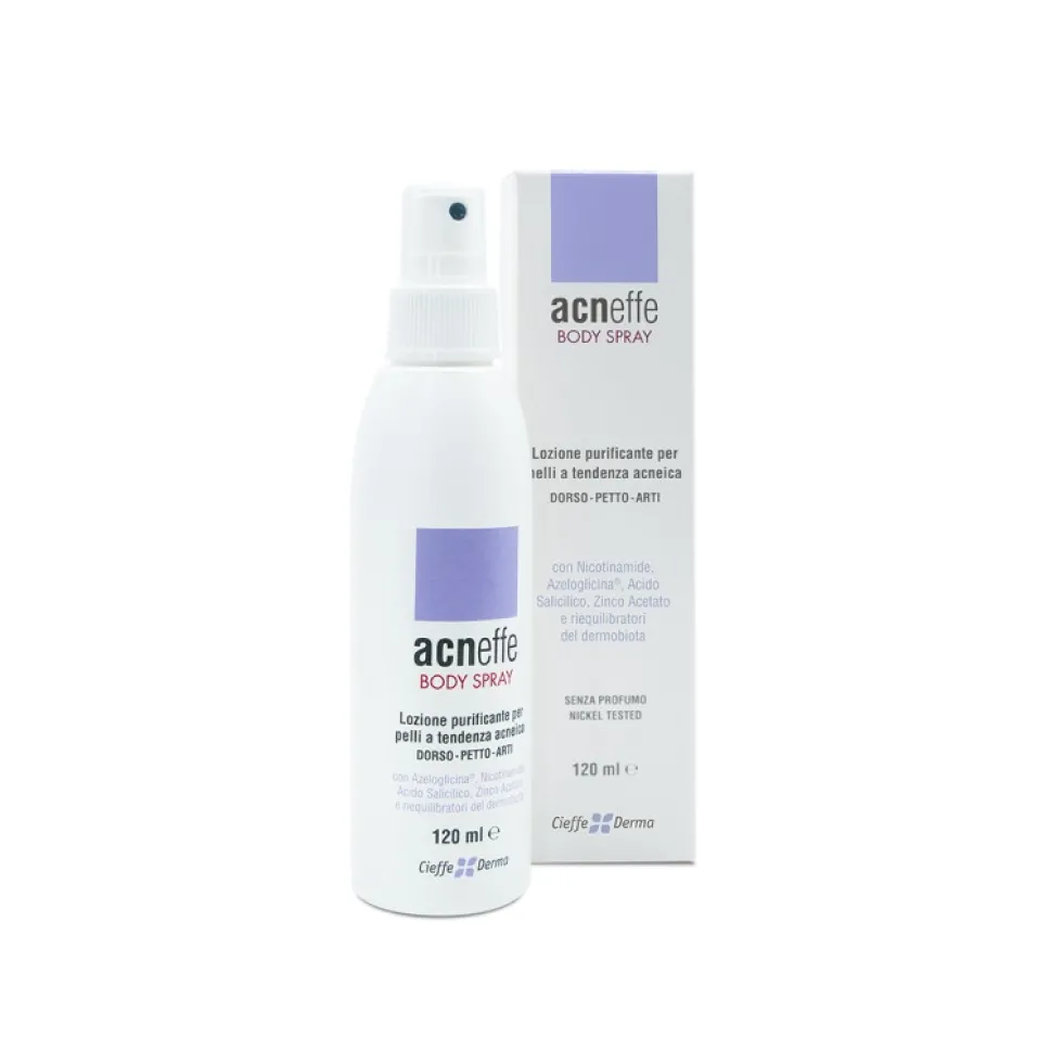 Cieffe Derma Acneffe Body Spray - Lozione sebonormalizzante per la pelle grassa e acneica, 120 ml