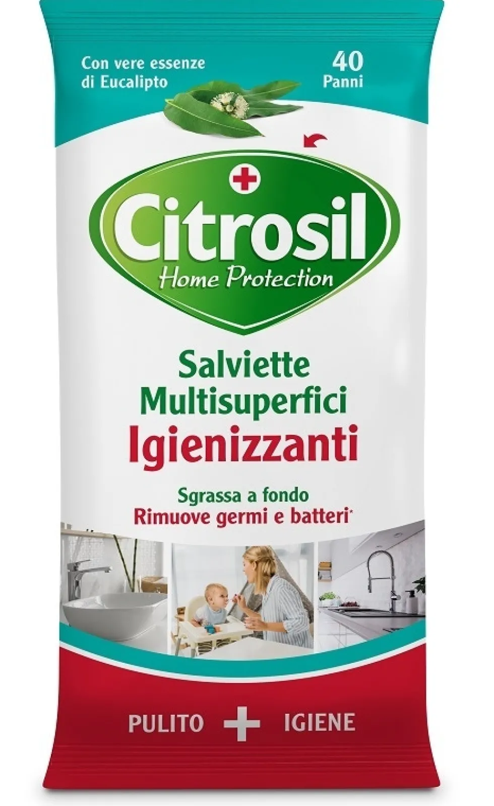 Citrosil Home Protection Salviette Igienizzanti Multisuperfici Eucalipto,40Panni
