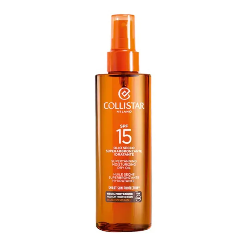 Collistar Olio secco superabbronzante idratante SPF 15 - Olio solare per l'abbronzatura, 200 ml