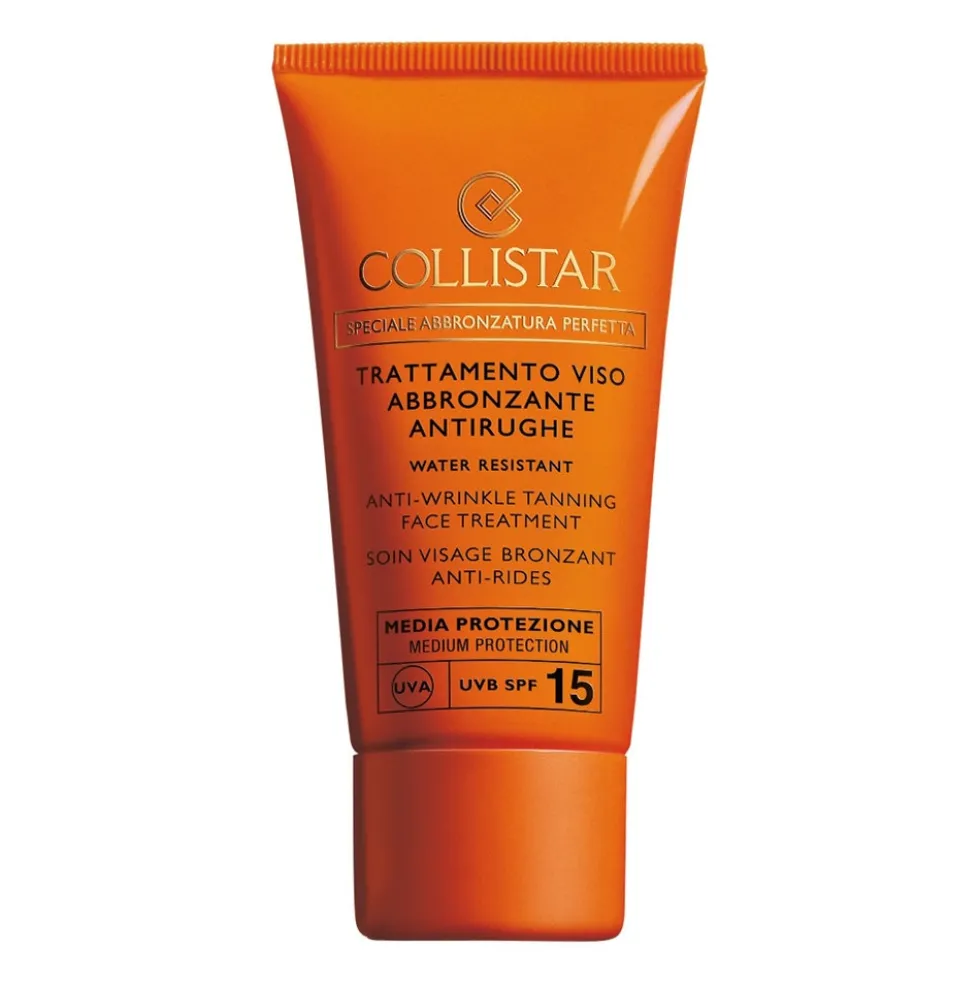 Collistar Trattamento Viso Abbronzante Antirughe SPF 15 - Crema solare per il viso anti-età, 50 ml