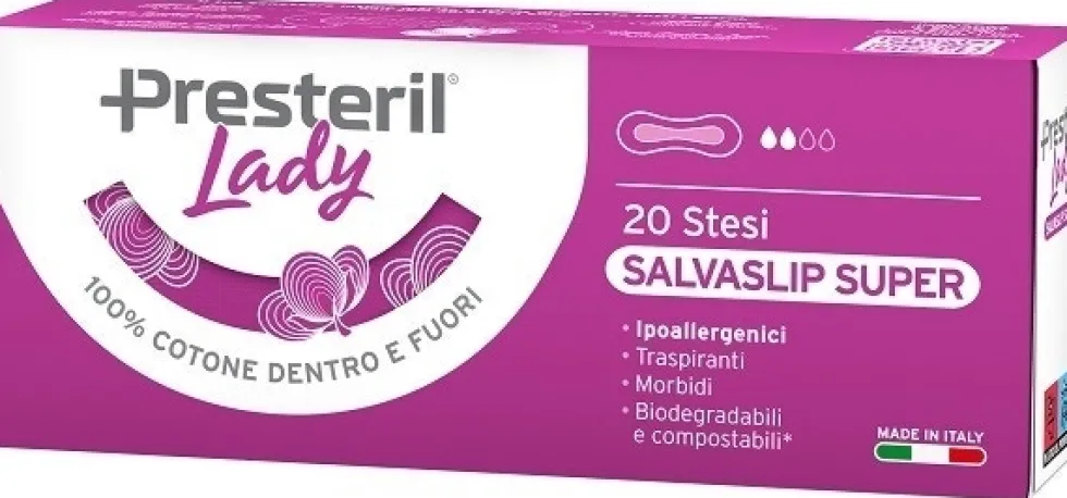 Corman Lady Presteril - Salvaslip Super Stesi in cotone traspirante e assorbente, 20 salvaslip