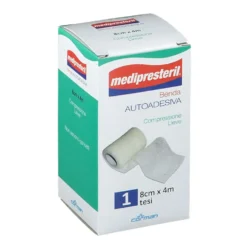 Corman Medipresteril - Benda autoadesiva a compressione lieve per traumi, 1 benda da 8 cm x 4 m