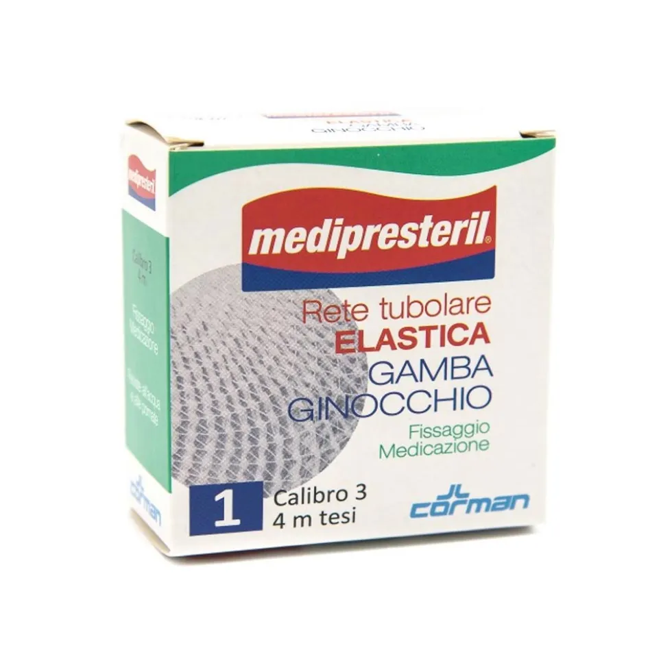 Corman Medipresteril rete tubolare elastica cal. 3 - Rete per medicazioni gamba e ginocchio, 4 m