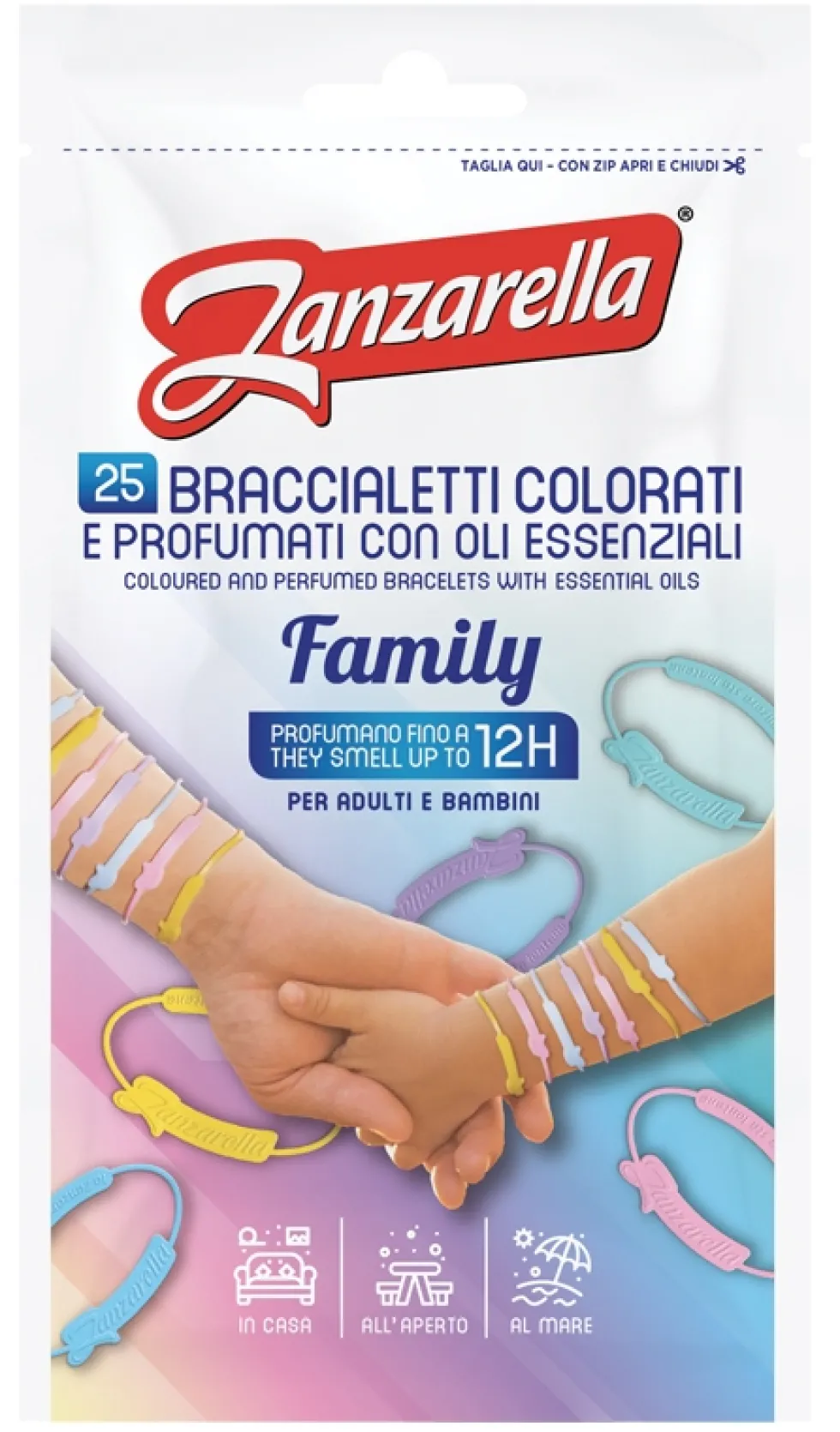 Coswell Zanzarella - Braccialetti repellenti antizanzare per tutta la famiglia, 25 pezzi