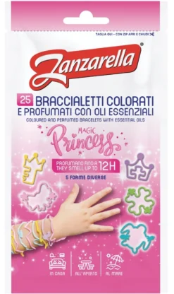 Coswell Zanzarella Princess - Braccialetti in silicone per la protezione dalle zanzare, 25 pezzi