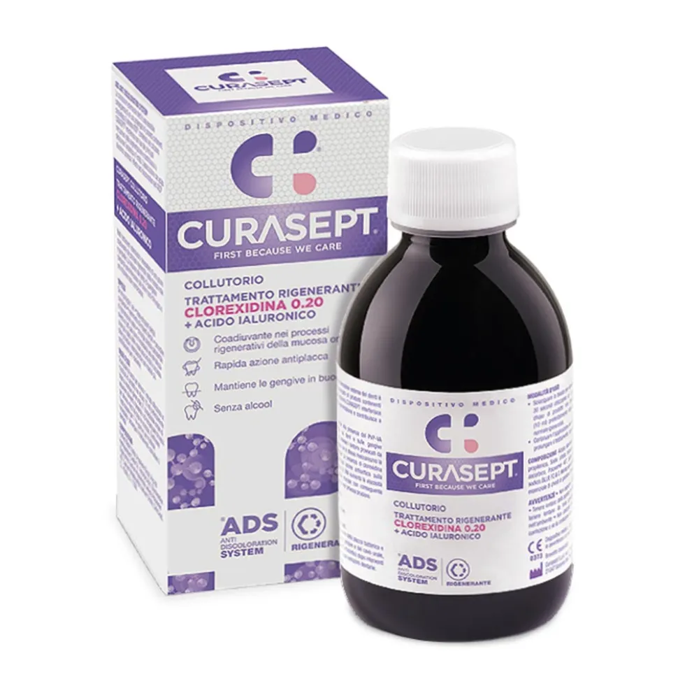 Curasept Ads Trattamento Rigenerante - Collutorio per le mucose con clorexidina al 0,2%, 200 ml