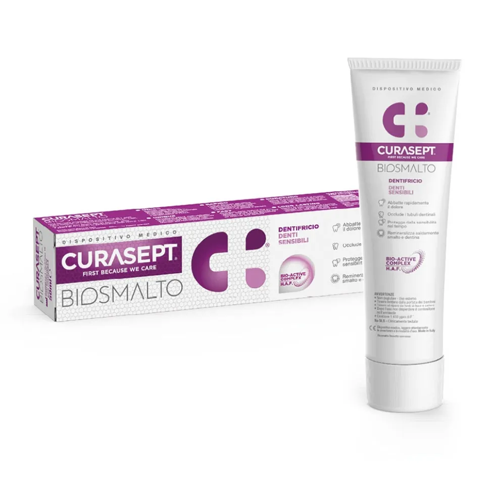 Curasept Biosmalto - Dentifricio per i denti sensibili e la protezione dello smalto, 75 ml