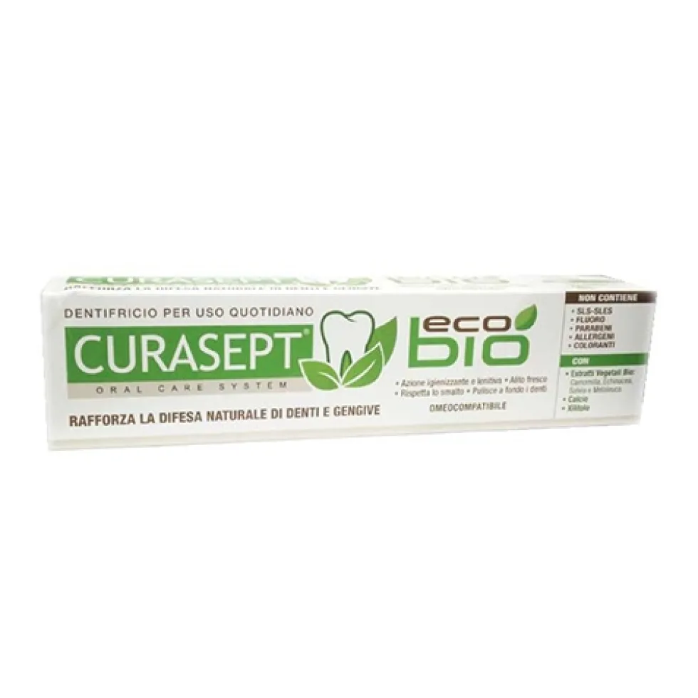 Curasept Eco Bio - Dentifricio naturale e lenitivo per la difesa di denti e gengive, 75 ml
