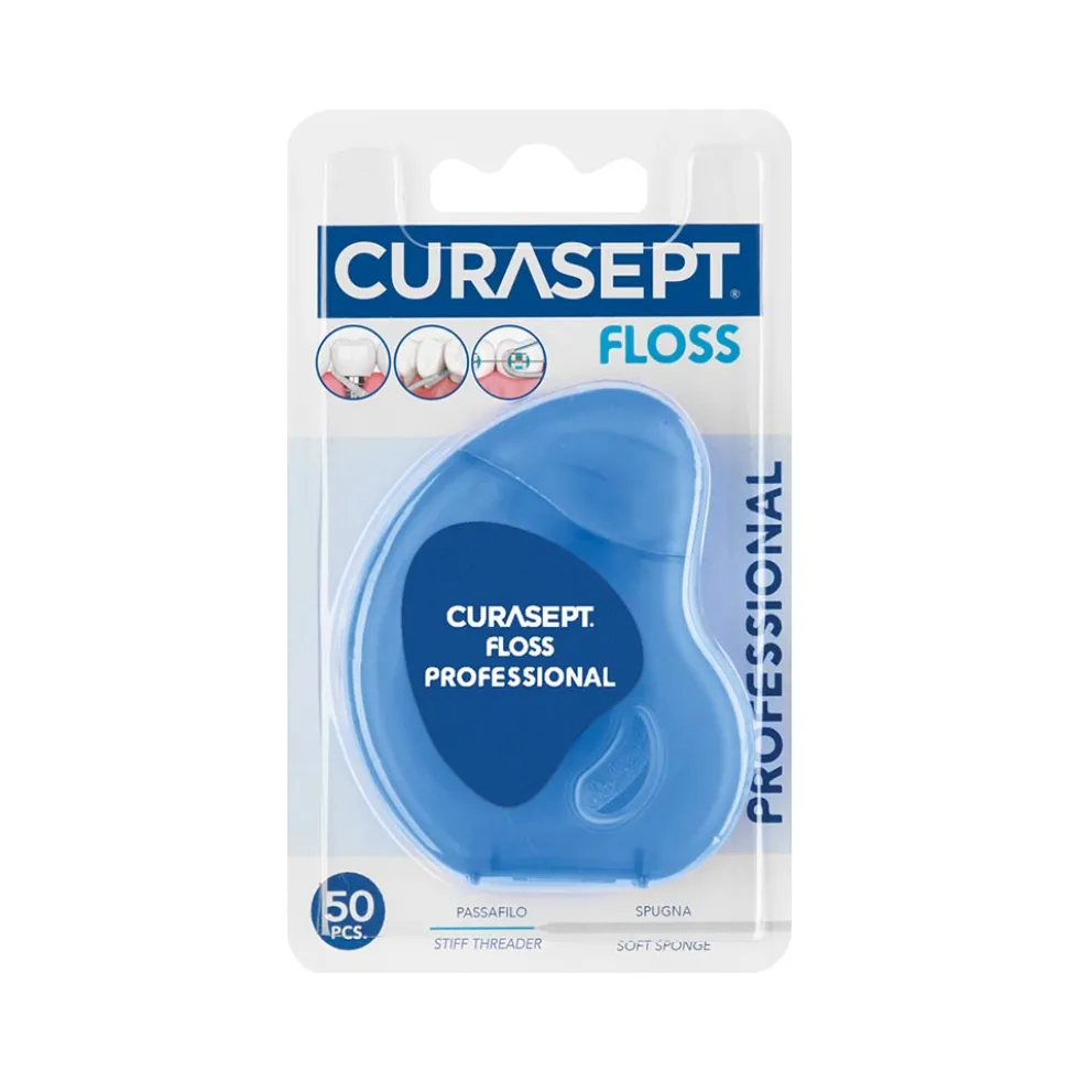 Curasept Floss Professional - Filo interdentale per la rimozione della placca, 50 passafili