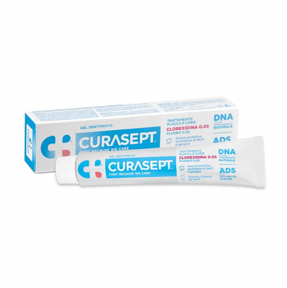 Curasept Gel Dentifricio Clorexidina 0.05 con ADS e Fluoro Placche e Carie, 75ml