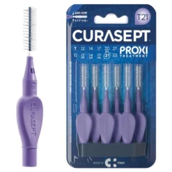 Curasept Proxi T21 Viola - Scovolino interdentale per la rimozione della placca, 6 scovolini