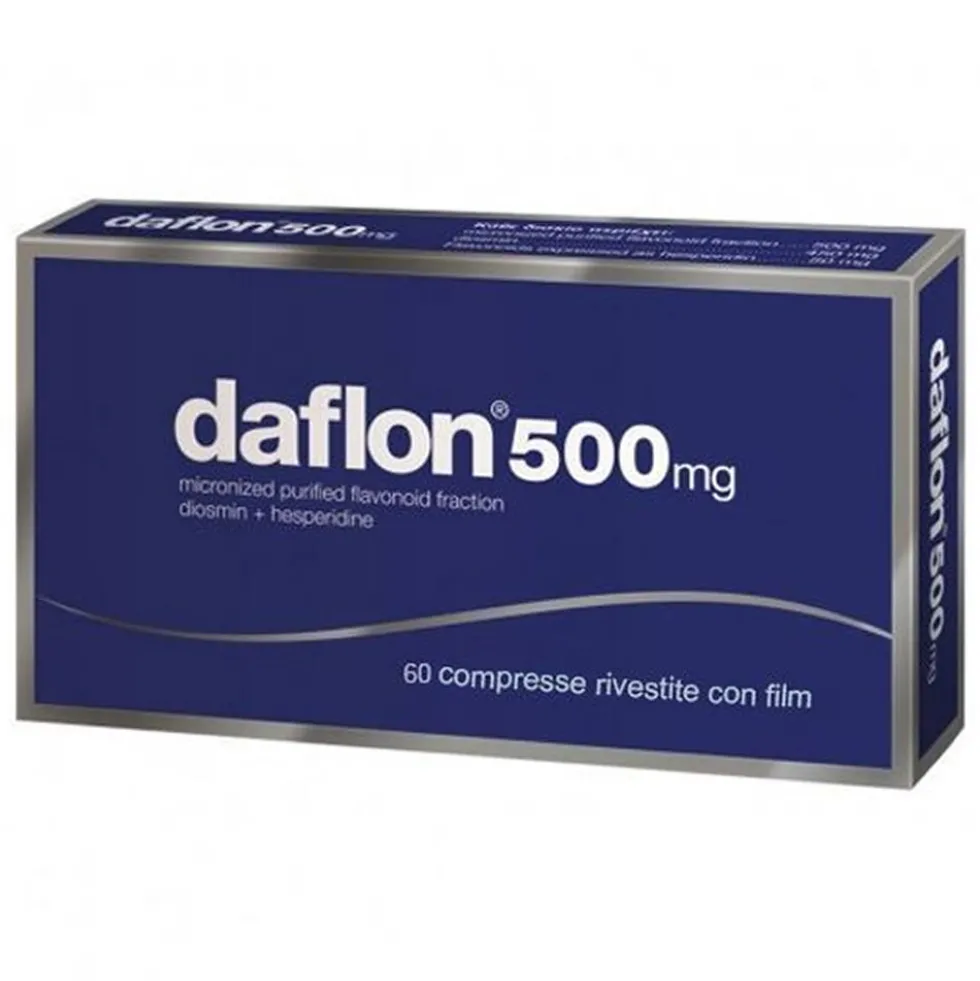 Daflon 500mg Compresse per Insufficienza Venosa, 60 Compresse Rivestite