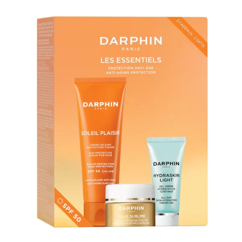 Darphin Les Essentiels Kit Crema Solare Viso SPF50 + Hydraskin Light Gel Crema 30ml + Eclat Sublime 7 capsule