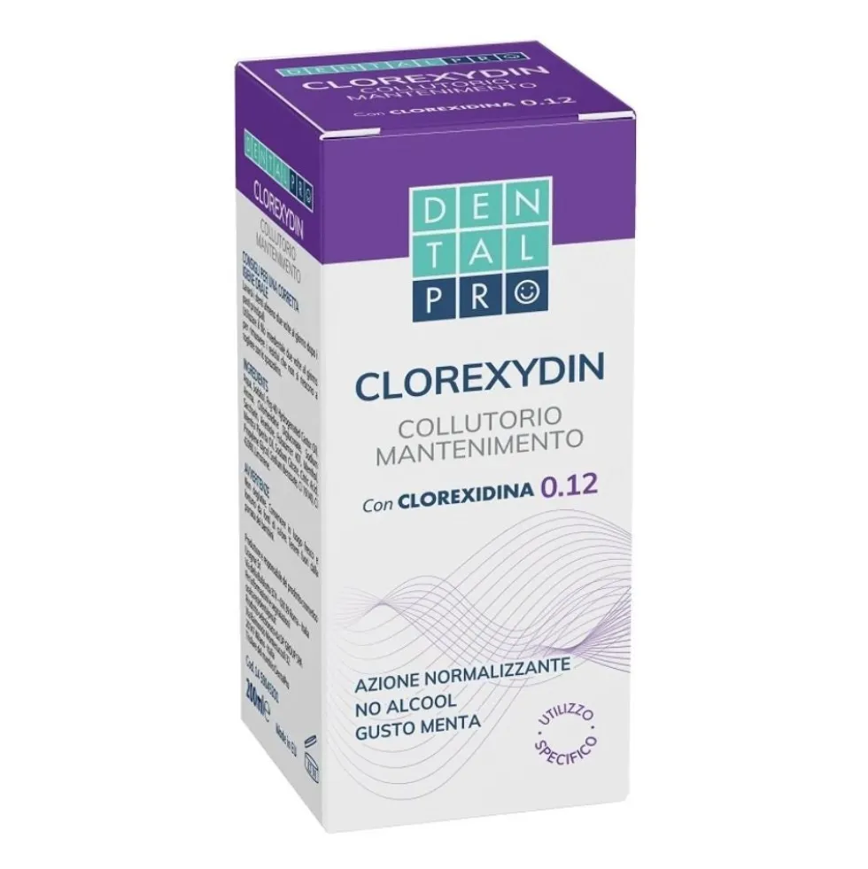 DentalPro Clorexidyn 0.12 - Collutorio di mantenimento contro la placca e le gengiviti, 200 ml