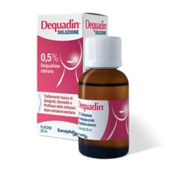 Dequadin 0,5% Dequalinio Cloruro Trattamento Topico Gengiviti Stomatiti e Profilassi Infezioni Post Estrazioni Dentarie, 28ml