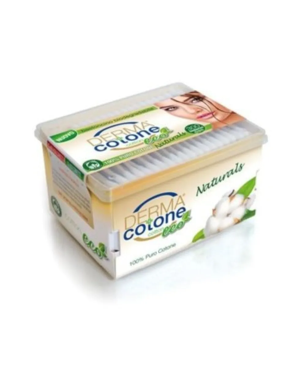 Dermacotone Eco Naturals - Bastoncini ovattati per l'igiene delle orecchie, 300 pezzi