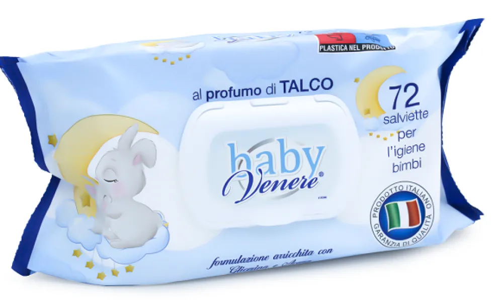 Dermacotone Venere Baby - Salviette detergenti per la pelle sensibile dei bambini, 72 salviettine
