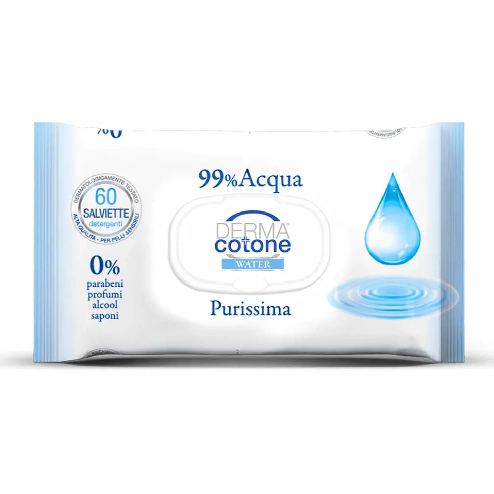 Dermacotone Water Salviettine 99% Acqua Purissima, 60 Salviette