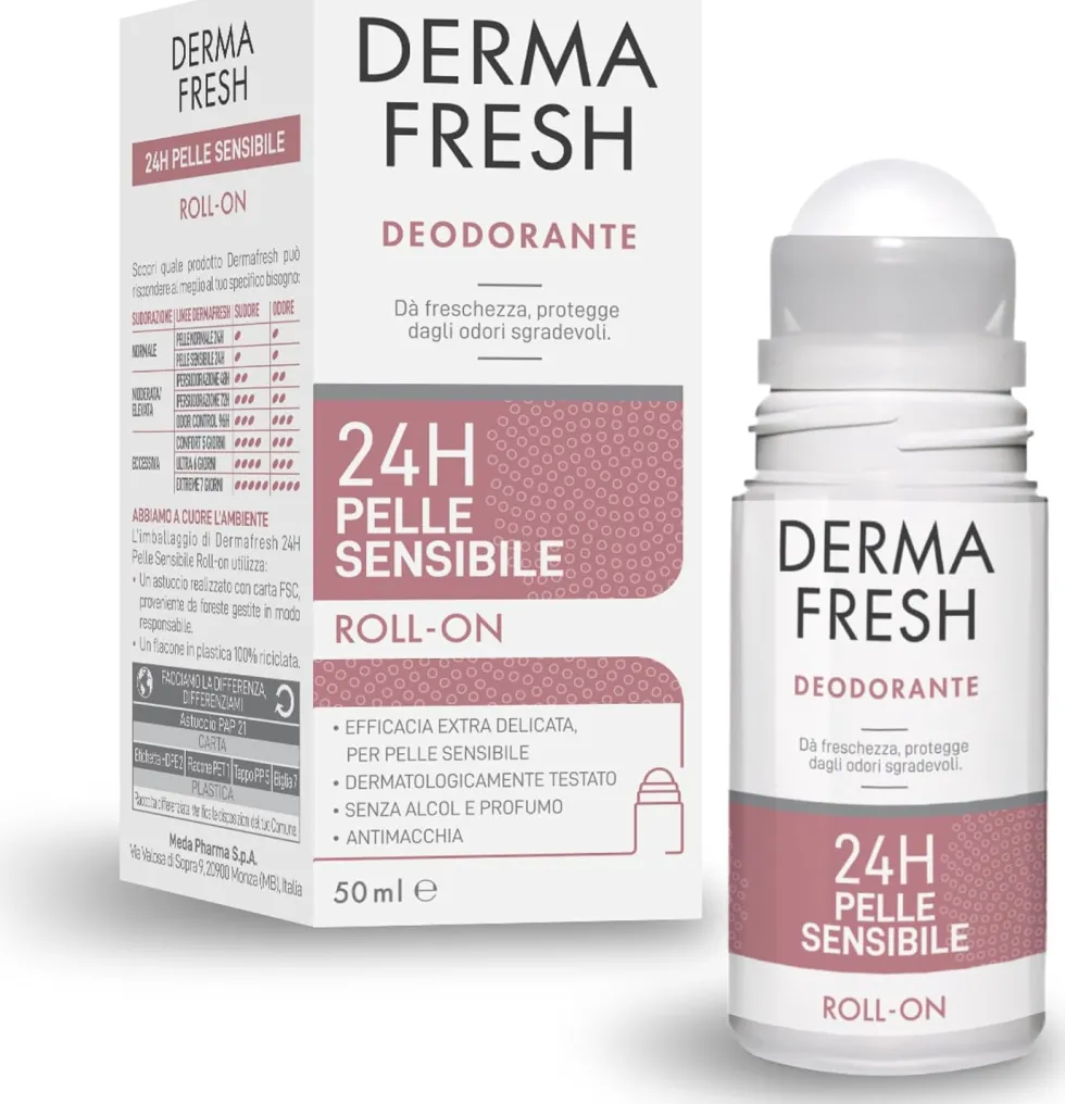 Dermafresh 24H Pelle Sensibile Deodorante roll-on, 50 ml