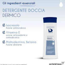 Dermon Detergente doccia dermico pH 4.0 - Detergente corpo ad azione antimicrobica, 250 ml