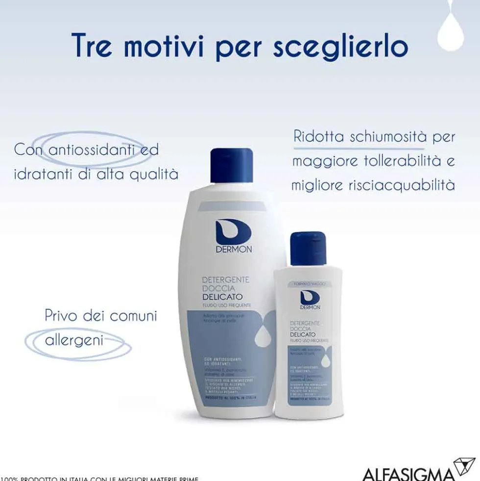 Dermon Detergenza - Detergente Doccia Delicato Frequente Formato Viaggio, 100ml