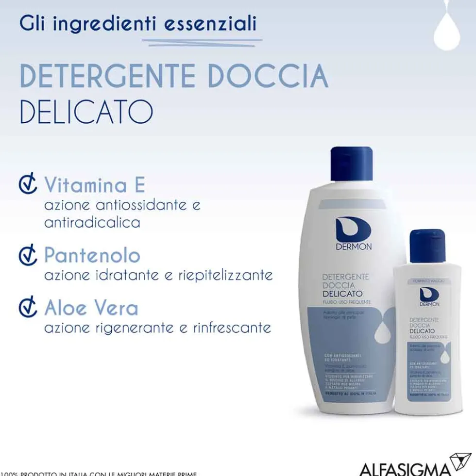 Dermon Detergenza - Detergente Doccia Delicato Frequente Formato Viaggio, 100ml