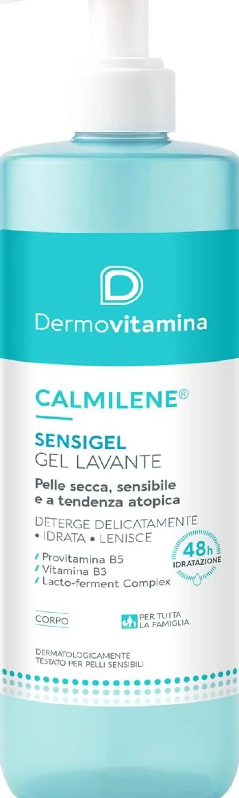 Dermovitamina Calm Sensigel Gel detergente lenitivo per la pelle secca e sensibile, 400 ml