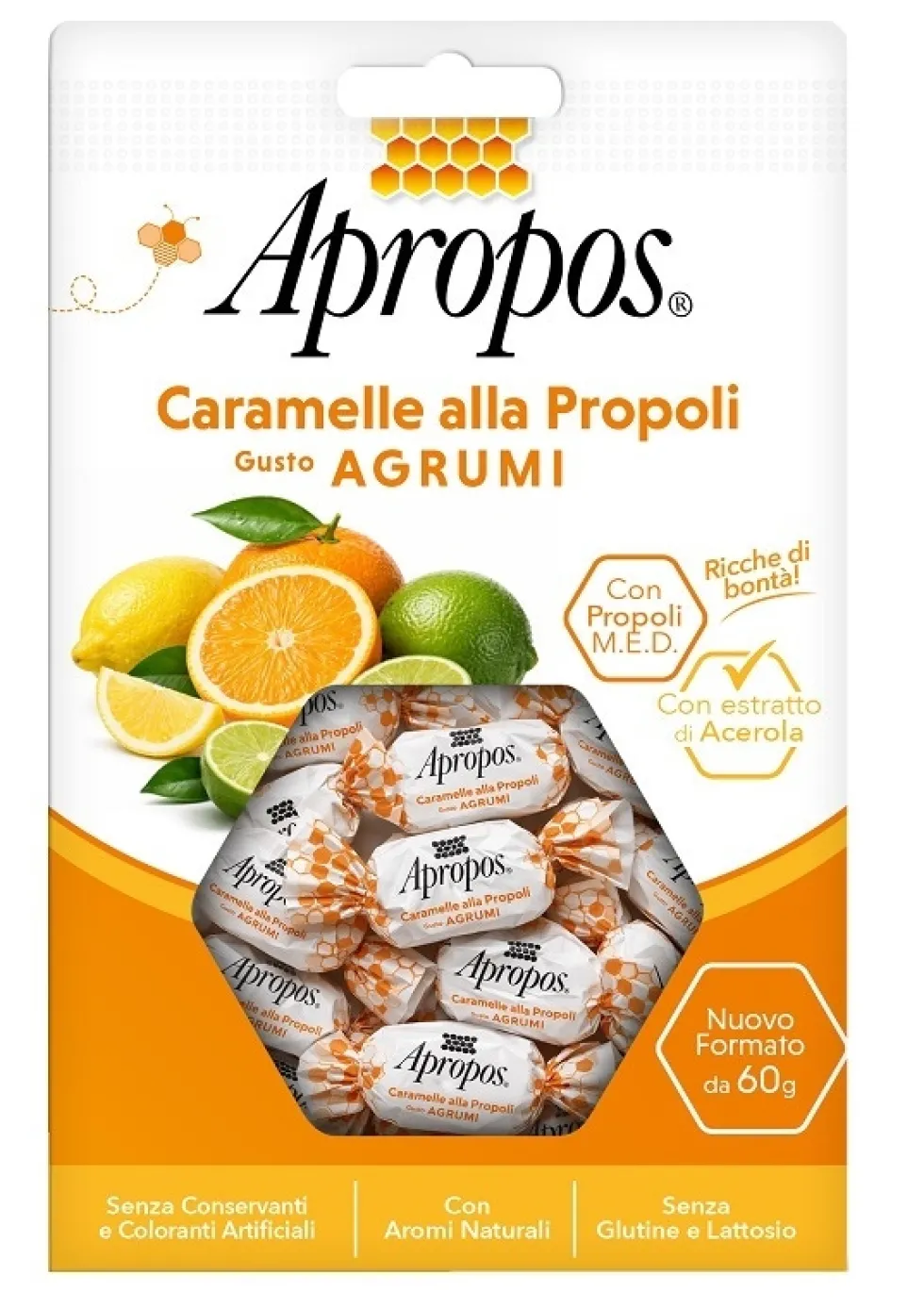 Desa Pharma Apropos Caramelle alla propoli - Caramelle dure al gusto di agrumi, 60 g