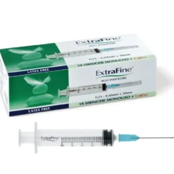 Desa Pharma Extrafine - Siringhe monouso con ago indolore G23 per iniezioni, 10 pezzi da 5 ml