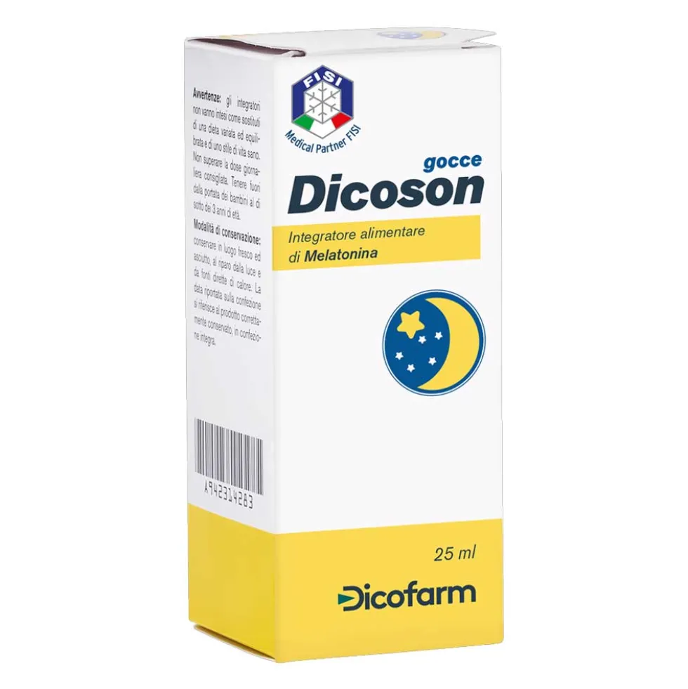 Dicofarm Dicoson Gocce Melatonina Sonno Senza Glutine, 25ml
