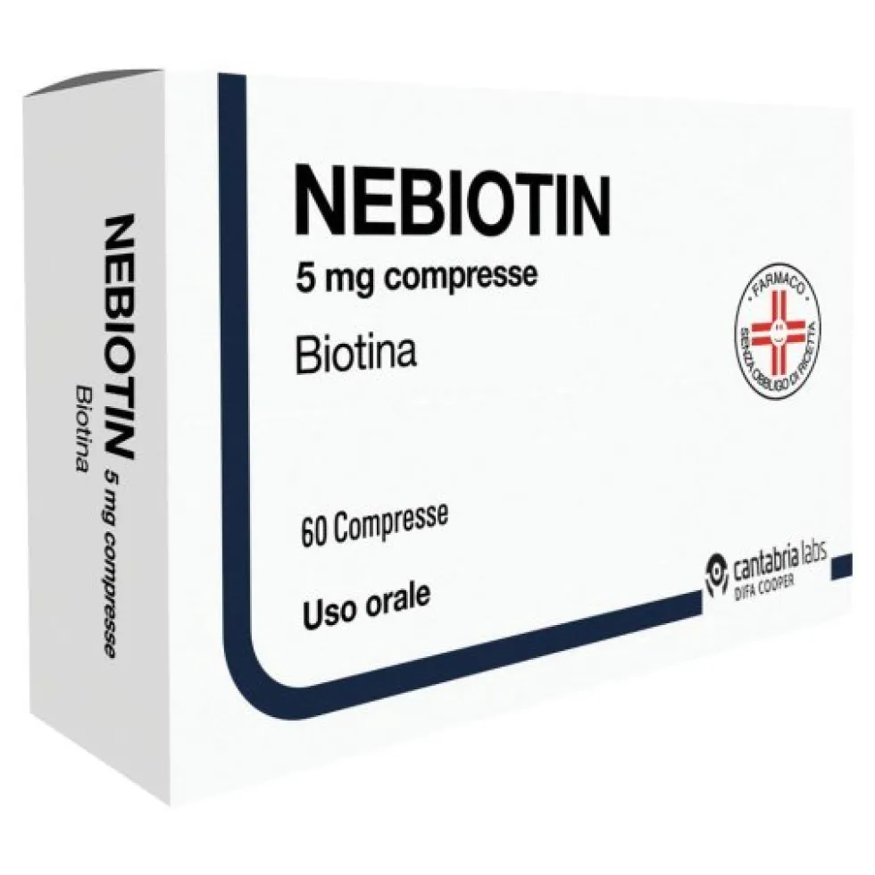Difa Cooper Nebiotin 5mg Biotina per Supporto Metabolico e Crescita, 60 Compresse